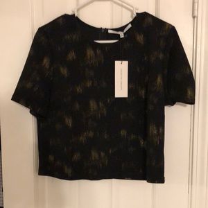 NWT collective concepts crop blouse - black & gold